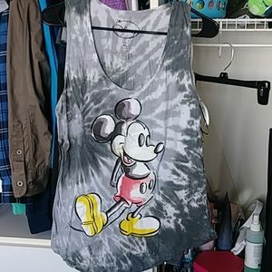 Grey tie-dye Mickey Mouse tank top